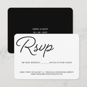 Schwarze elegante weiße Hochzeit Wir reservierten  RSVP Karte