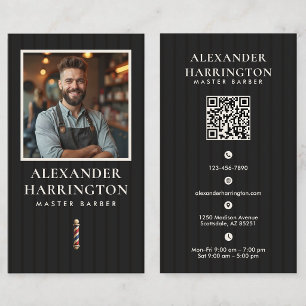 Schwarze Elfenbein Meister Friseur Foto QR Visiten Visitenkarte