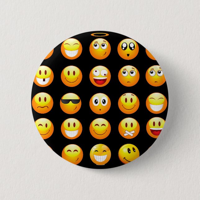 Schwarze Emojis Button (Vorderseite)