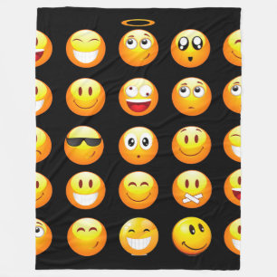schwarze Emojis-Decke Fleecedecke
