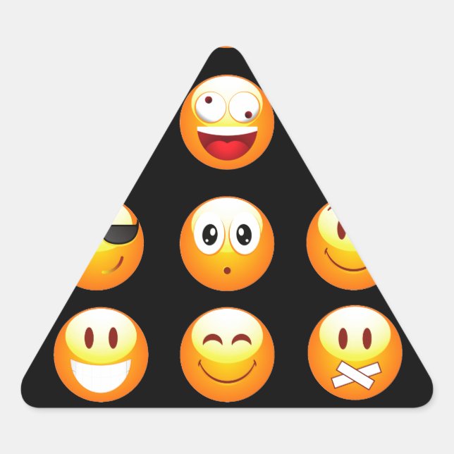 Schwarze Emojis Dreieckiger Aufkleber (Vorderseite)