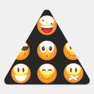 Schwarze Emojis Dreieckiger Aufkleber