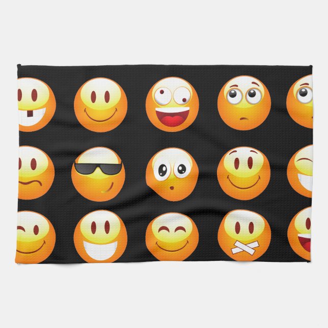 Schwarze Emojis Handtuch (Horizontal)