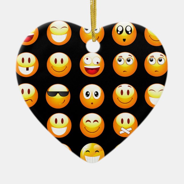 Schwarze Emojis Keramikornament (Vorne)