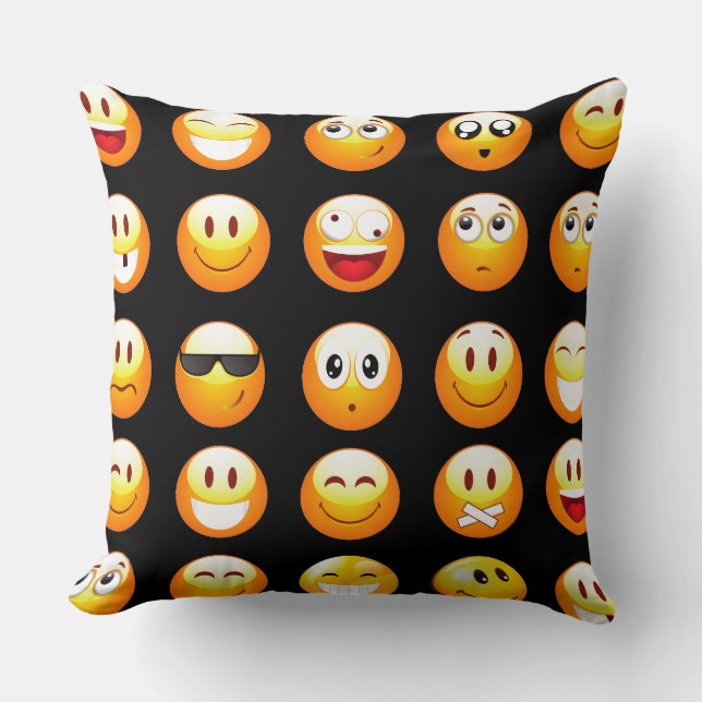 Schwarze Emojis Kissen (Vorderseite)