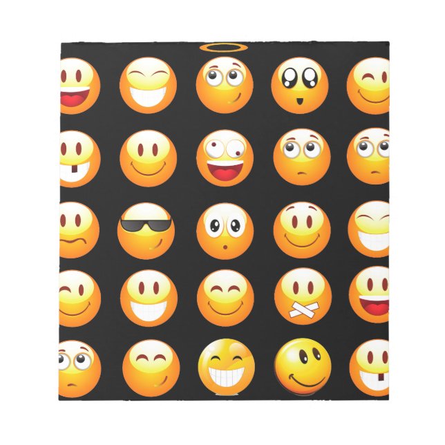 Schwarze Emojis Notizblock (Vorderseite)