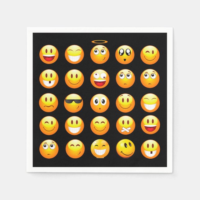 Schwarze Emojis Serviette (Vorderseite)