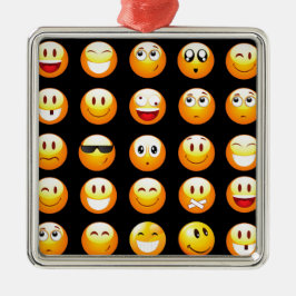 Schwarze Emojis Silbernes Ornament