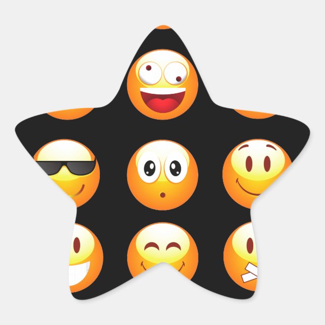 Schwarze Emojis Stern-Aufkleber (Vorderseite)