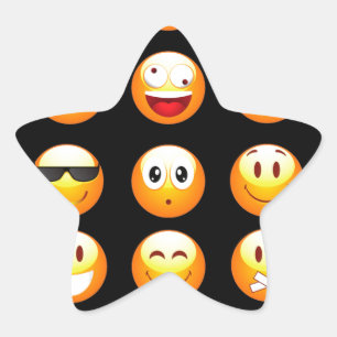 schwarze Emojis Stern-Aufkleber
