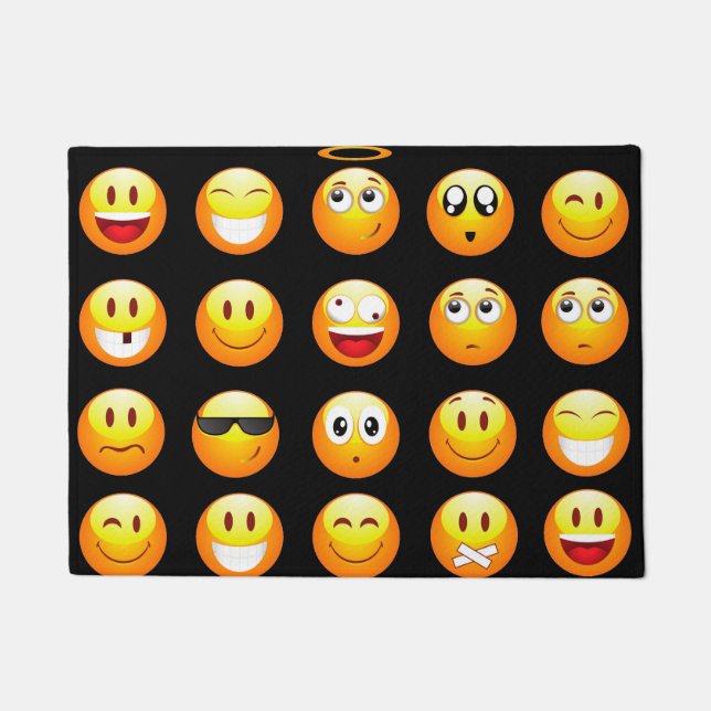 schwarze Emojis Türmatte (Vorderseite)