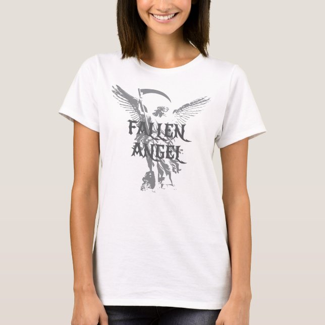 Schwarze Engelsflügel-Silhouette T-Shirt (Vorderseite)