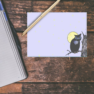 Schwarze Eulen-Baum-Mond-Sterne Post-it Klebezettel