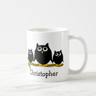 Schwarze Eulen Design Personalisiert Kaffeetasse