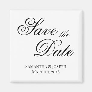 Schwarze Extravagante Kalligrafie Save the Date Magnet