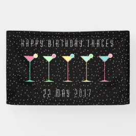 Schwarze Fahne, Cocktail-Party, farbiger Confetti Banner