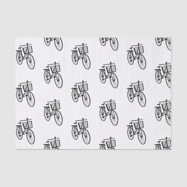 Schwarze Fahrrad-Silhouette Seidenpapier (Vorderseite)