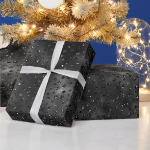 Schwarze falsche Glitter-Cheetah-Flecken Geschenkpapier
