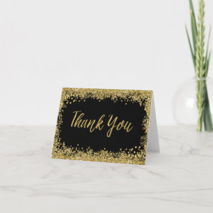 Schwarze falsche Gold Glitter Dankeschön Dankeskarte