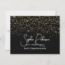 Schwarze & falsche Gold-Glitter-Geschenkgutschein- Einladung