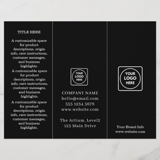 Schwarze Faltbroschüre | Maßgeschneidertes moderne (Vorderseite)