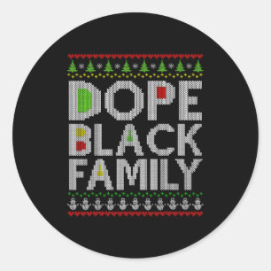 Schwarze Familie 2025 Afro Weihnachtsbaum Santa Pj Runder Aufkleber