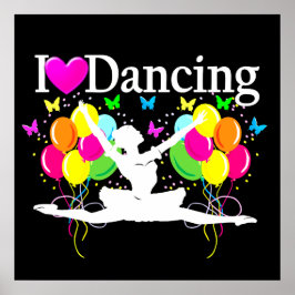 SCHWARZE FARBE I LIEBE TANZEN PARTY WAREN POSTER