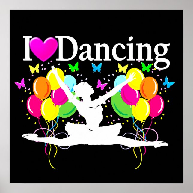 SCHWARZE FARBE I LIEBE TANZEN PARTY WAREN POSTER (Vorne)