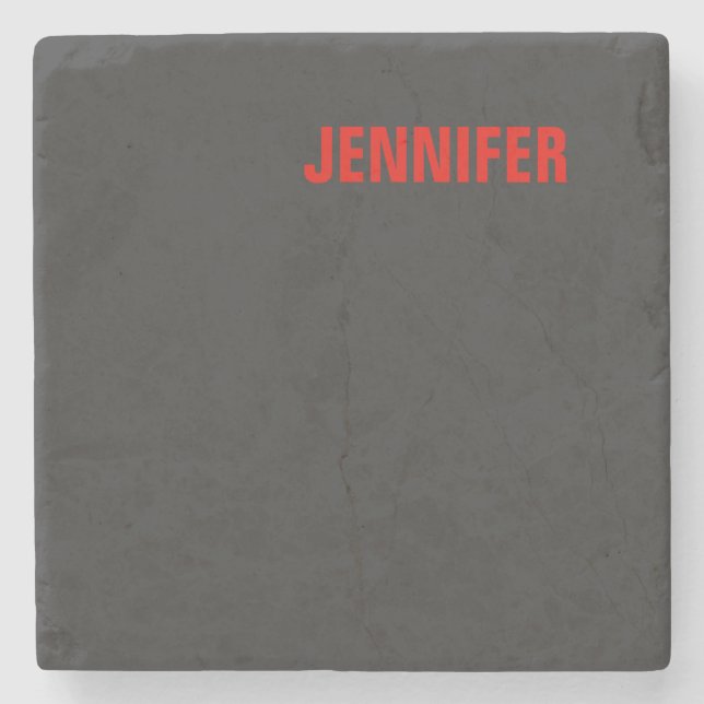 Schwarze Farbe Ihr Name anpassen Geschenk Steinuntersetzer (Vorderseite)