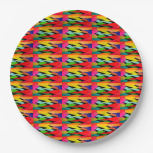 Schwarze Farbe mit Kunstdesign in der Mitte Pappteller