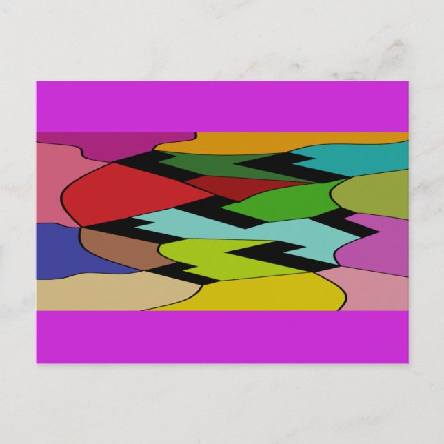 Schwarze Farbe mit Kunstdesign in der Mitte Postkarte (Vorderseite)
