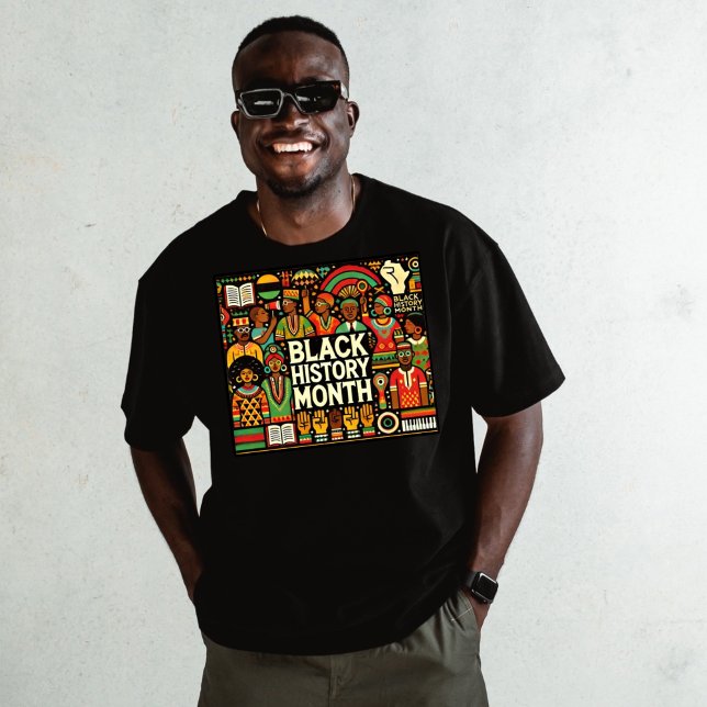 Schwarze farbige Afro-Kulturgrafiken T-Shirt (Colorful Afro Culture Black Men's T-shirt )