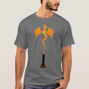 Schwarze Farbzauberkerze mit Alchimie-Symbolen und T-Shirt