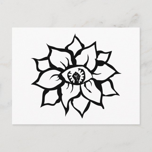 Schwarze Faust der Blume Postkarte (Vorderseite)