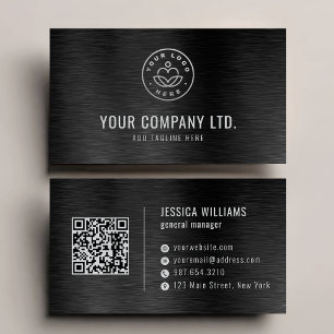 Schwarze Faux-Bürstungsstahl-Professional QR-Code Visitenkarte