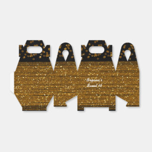 Schwarze Faux Gold Glitter Favor Boxen gebürstet Geschenkschachtel