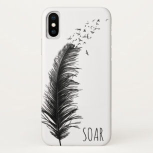 schwarze Feder mit Vögeln Case-Mate iPhone Hülle