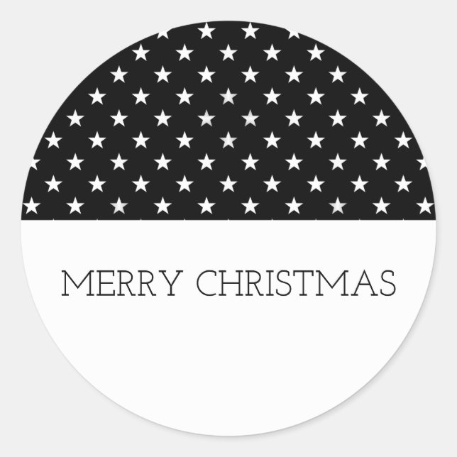 Schwarze Feststars Weihnachtskleber Runder Aufkleber (Vorderseite)