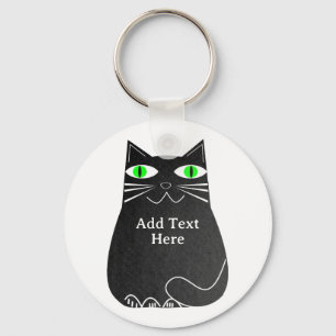 Schwarze Fett-Katze mit einem benutzerdefinierten, Schlüsselanhänger