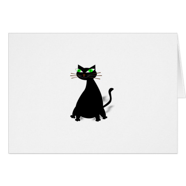 Schwarze Fett-Katze mit grünen Augen (Vorderseite (Horizontal))