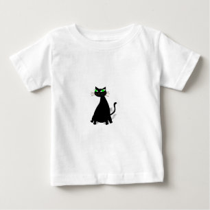 Schwarze Fett-Katze mit grünen Augen Baby T-shirt
