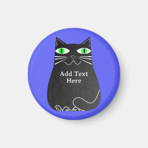 Schwarze Fett-Katze mit grünen Augen, benutzerdefi Magnet