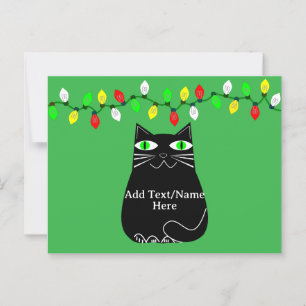 Schwarze Fett-Katze mit grünen Augen, benutzerdefi Postkarte