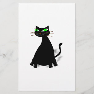 Schwarze Fett-Katze mit grünen Augen Briefpapier