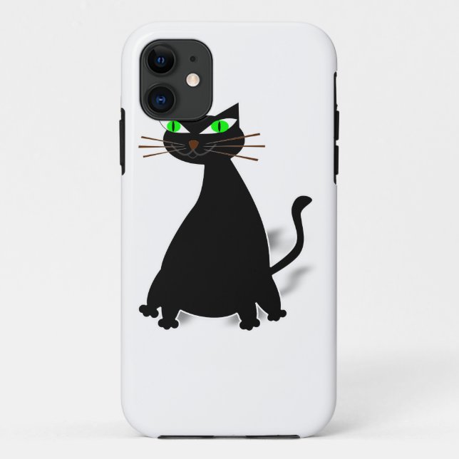 Schwarze Fett-Katze mit grünen Augen Case-Mate iPhone Hülle (Rückseite)