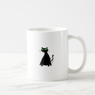 Schwarze Fett-Katze mit grünen Augen Kaffeetasse