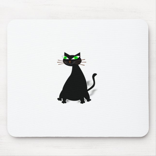 Schwarze Fett-Katze mit grünen Augen Mousepad (Vorne)