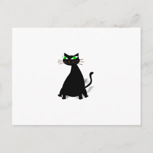 Schwarze Fett-Katze mit grünen Augen Postkarte