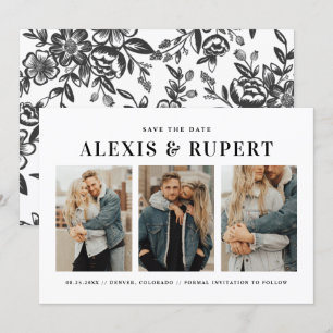 Schwarze fette Minimalistische Typografie FotoColl Save The Date