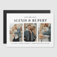 Schwarze fette Typografie Drei-Foto-Save-the-Date-
